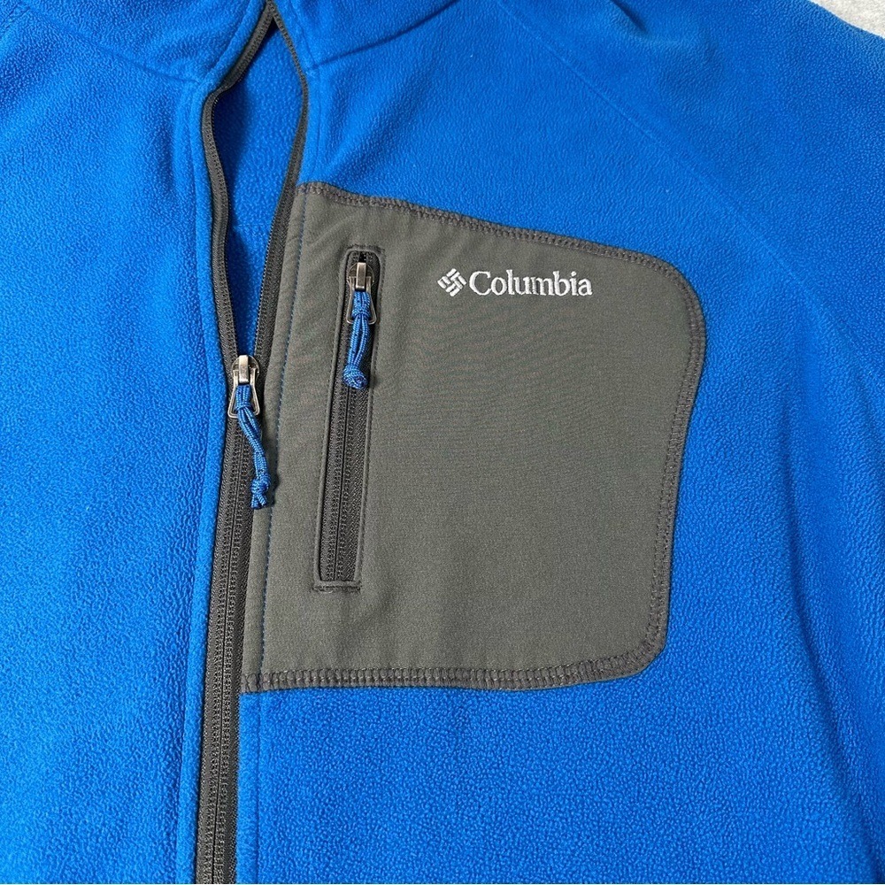Columbia Mens Fast Trek II Full Zip‎ Fleece Jacket Blue XL Grey Chest Pocket - Picture 2 of 5